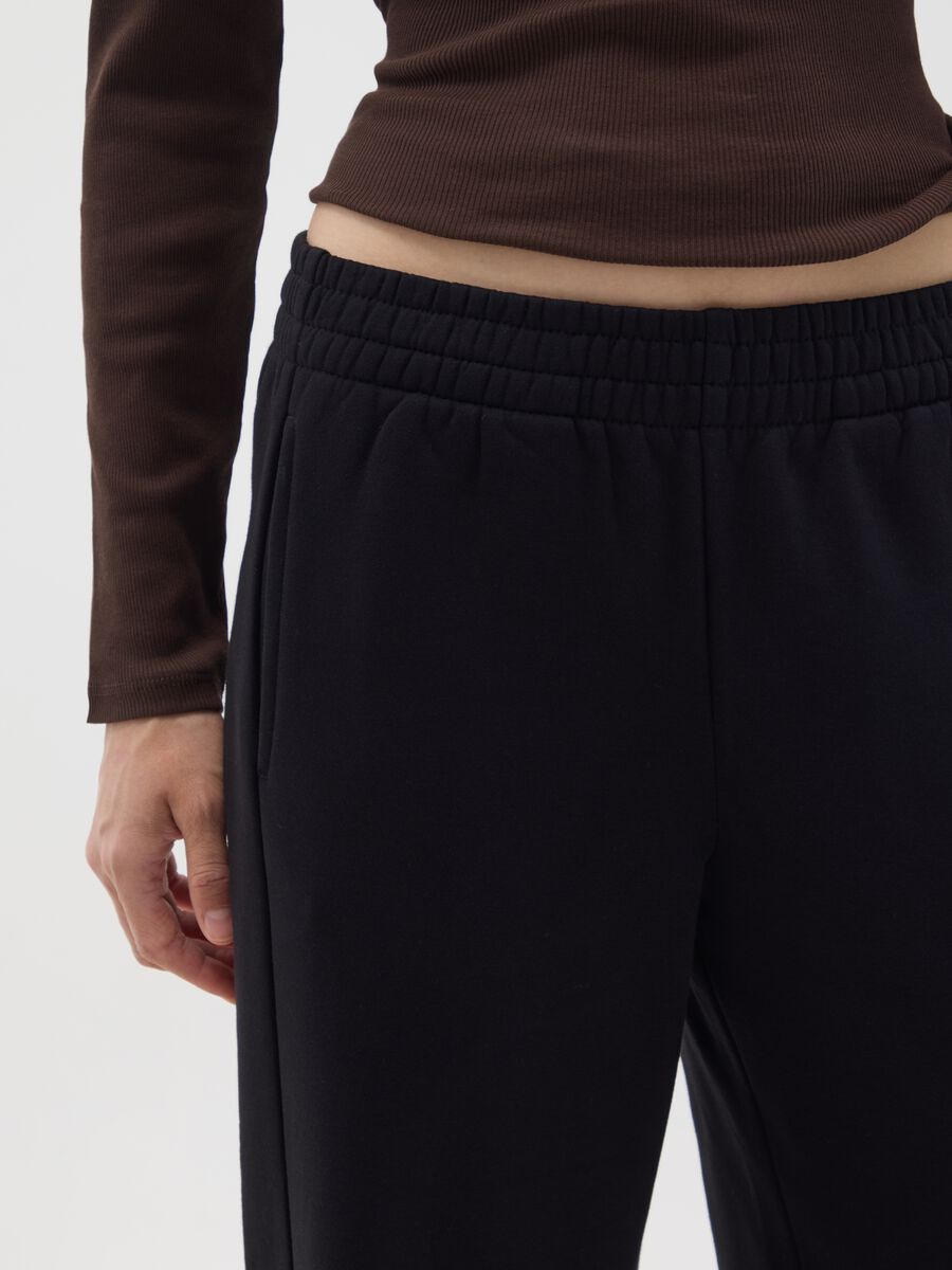 Black Relaxed Fit Cotton Blend Trousers_3