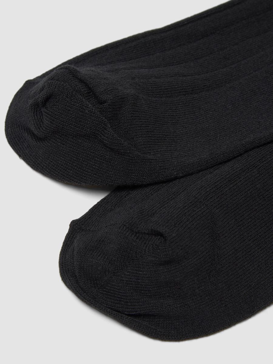 Two-pack of black long socks in stretch cotton_2