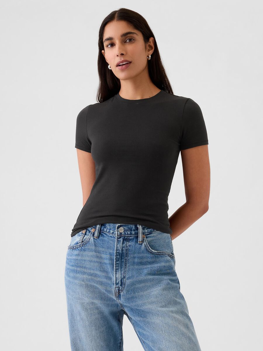 Black stretch short-sleeve t-shirt_0