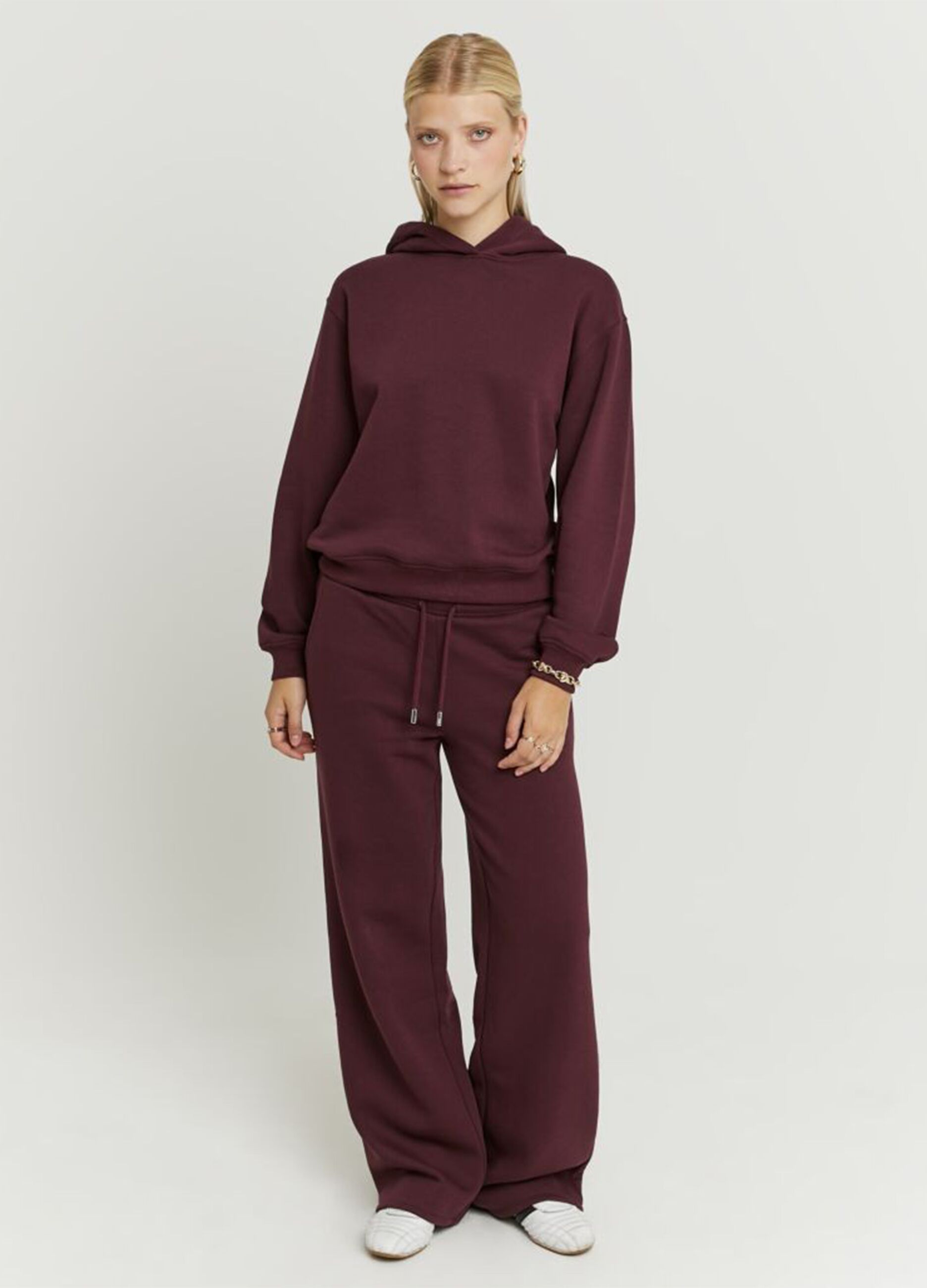 Purple Cotton Blend Regular Fit Trousers