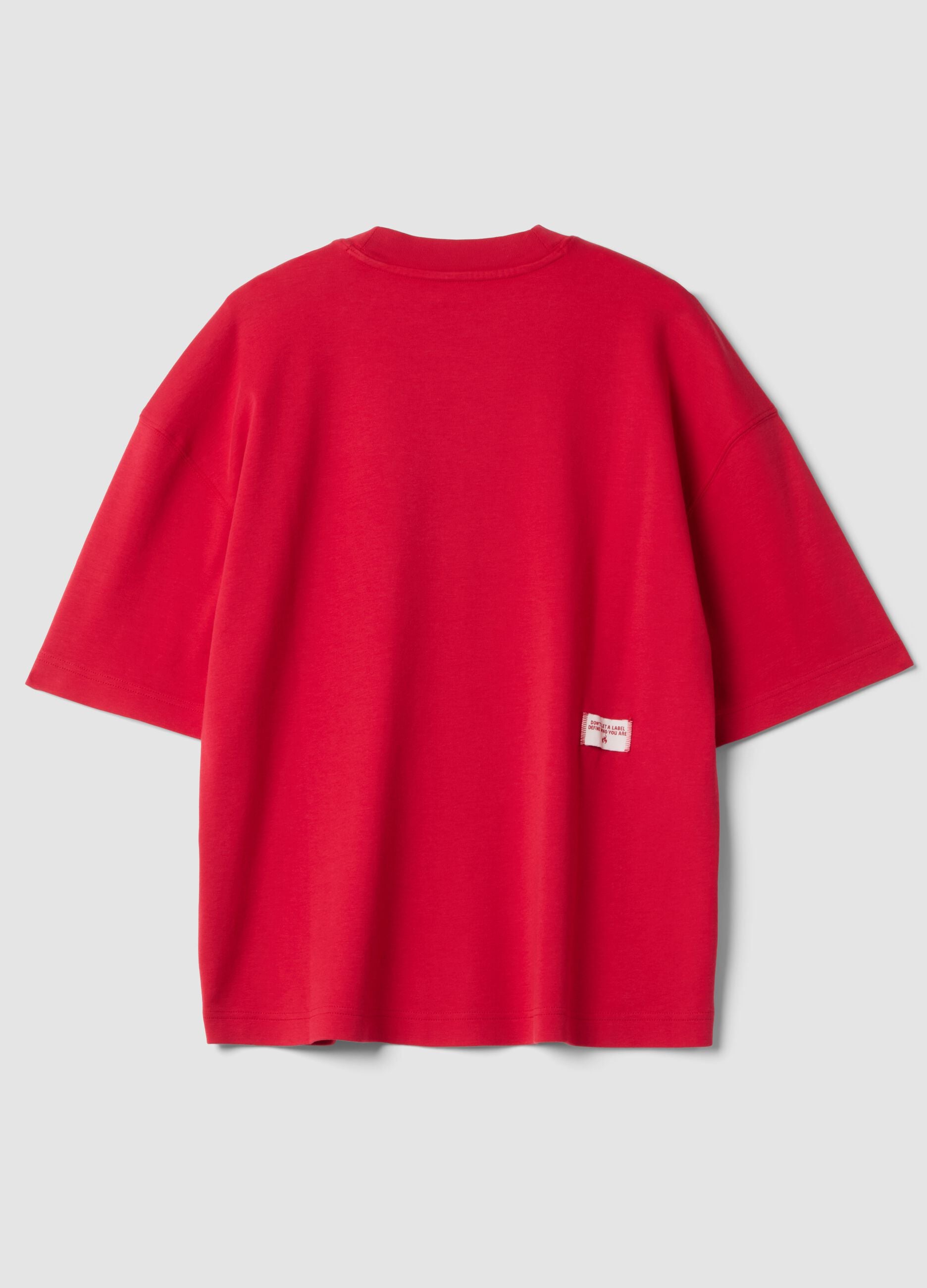 T-shirt rossa girocollo in puro cotone boxy fit