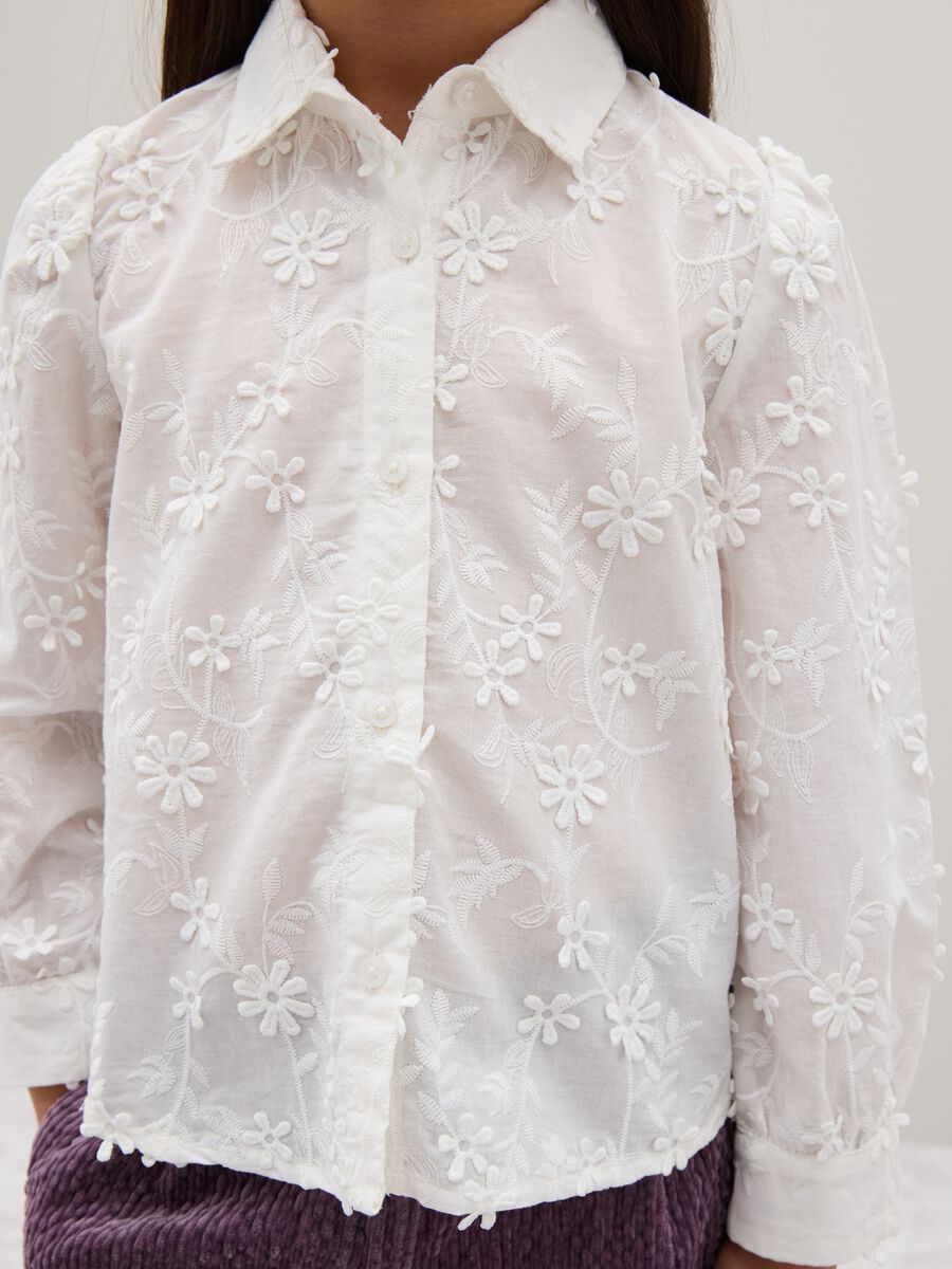 Girl's White Cotton Shirt Regular Fit_2