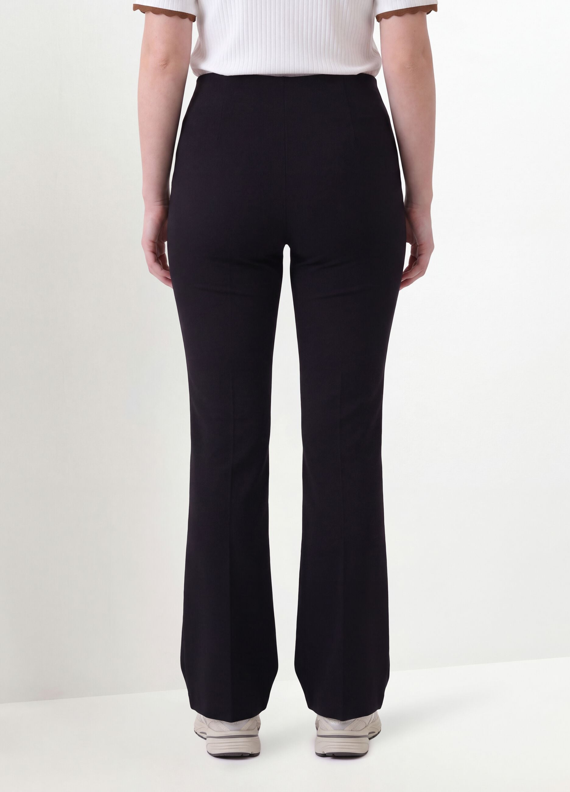 Black flare trousers in stretch viscose