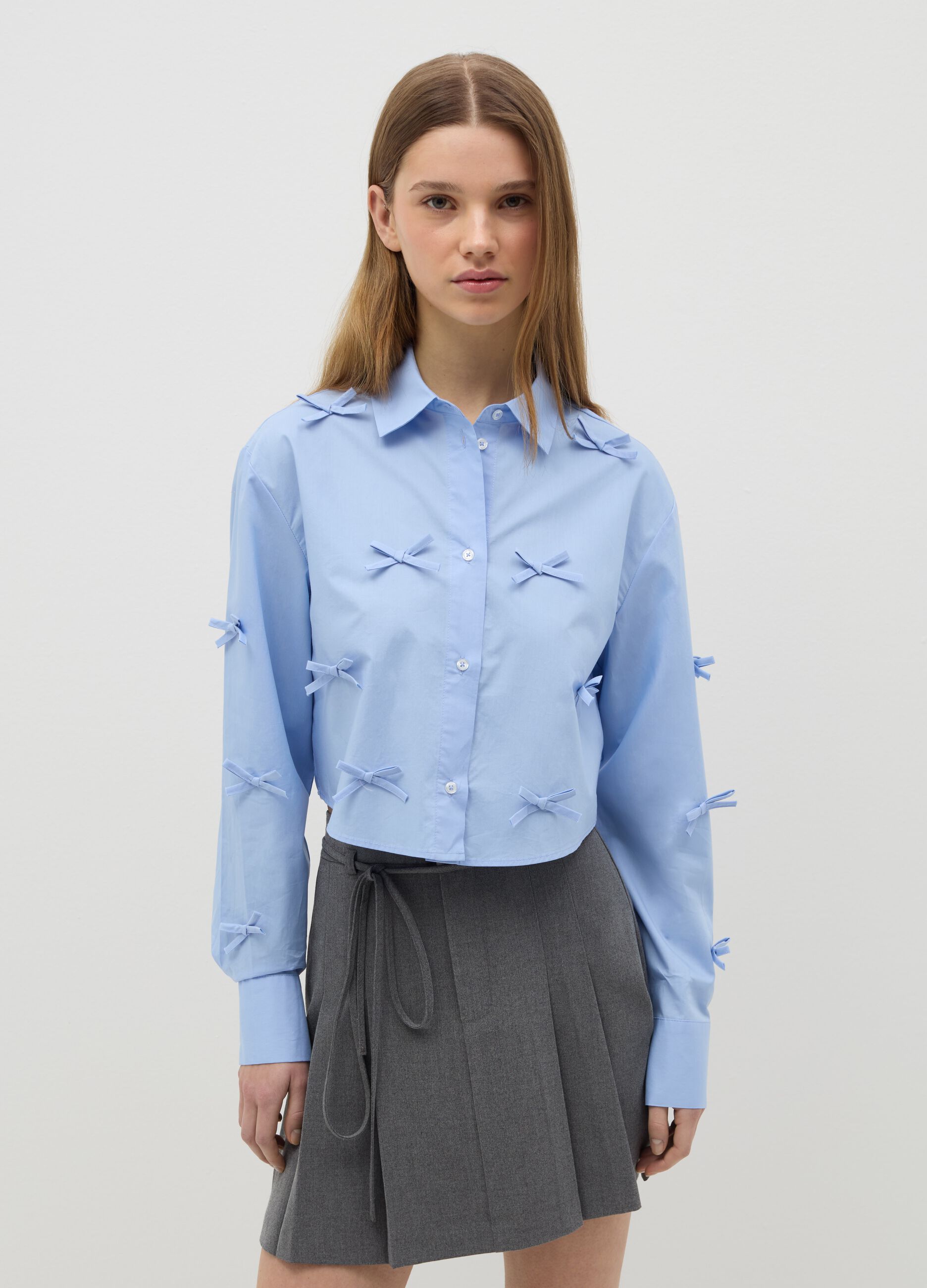 Cotton cropped shirt