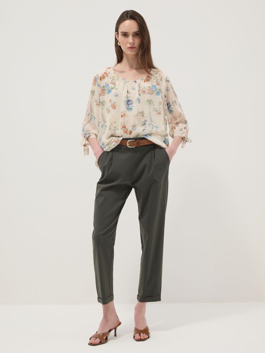 Pantaloni verdi regular in viscosa elasticizzato regular fit_0