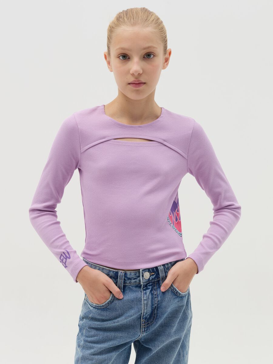 T-shirt maniche lunghe con dettaglio cut-out_0