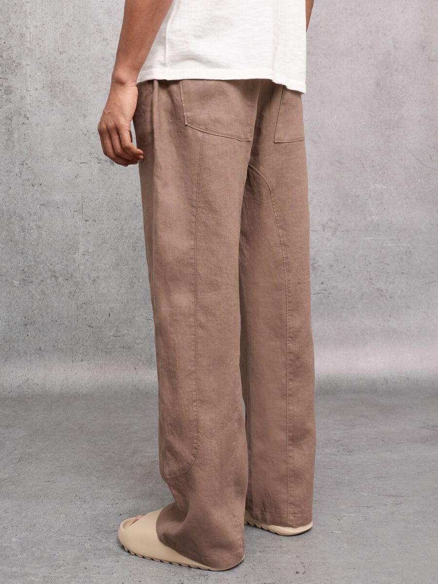 100% Linen Wide Leg Pants Mocha_2