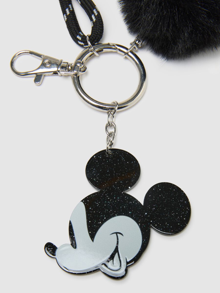 Black key ring with pompom and Disney charm_2