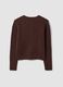 Cardigan marrone girocollo in misto lyocell e lana over fit_6