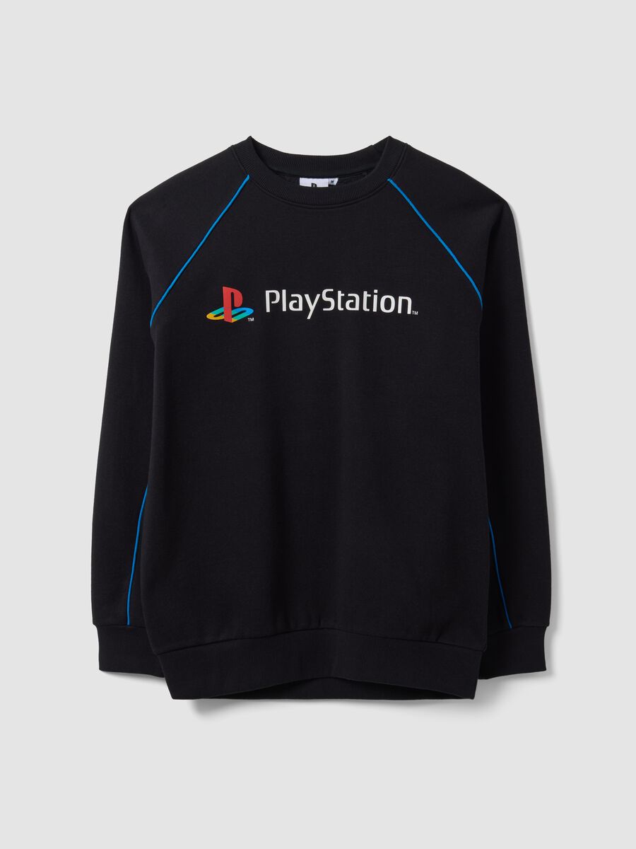 Felpa nera in misto cotone con stampa PlayStation_0