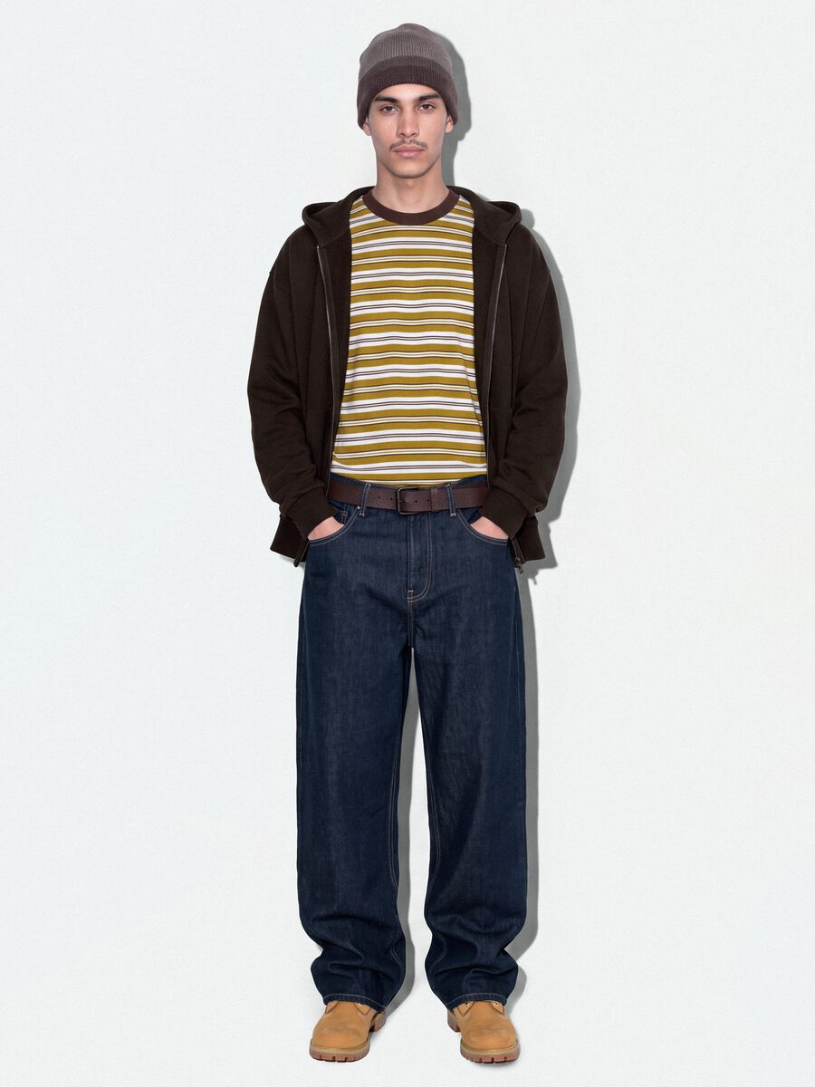 Brown striped pure cotton boxy-fit T-shirt_3