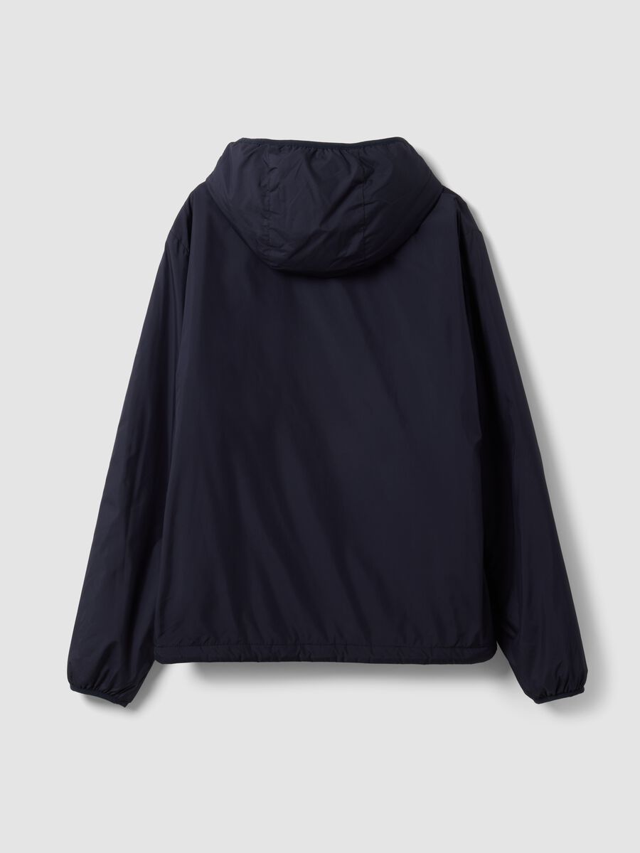 Giubbotto blu navy con cappuccio e zip_2