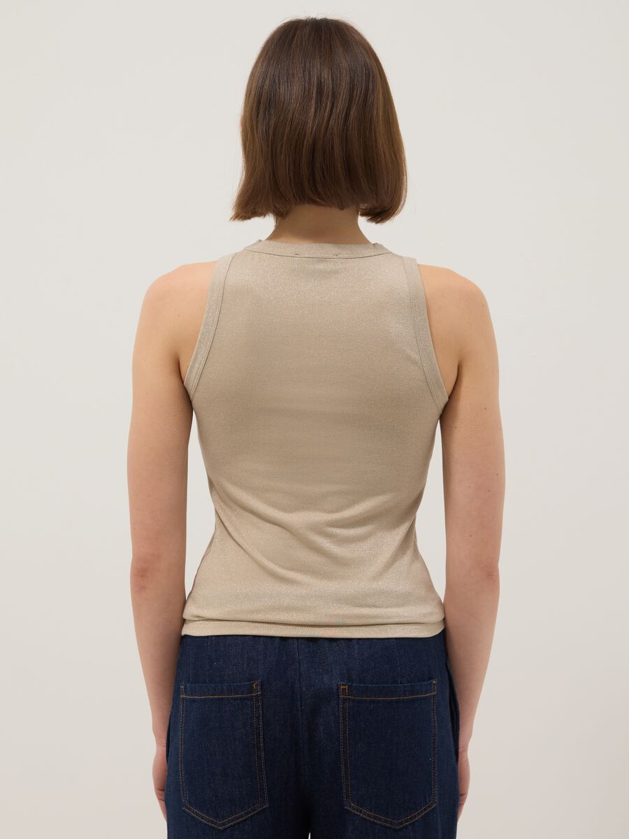 Beige glitter top with thin straps, regular fit_2