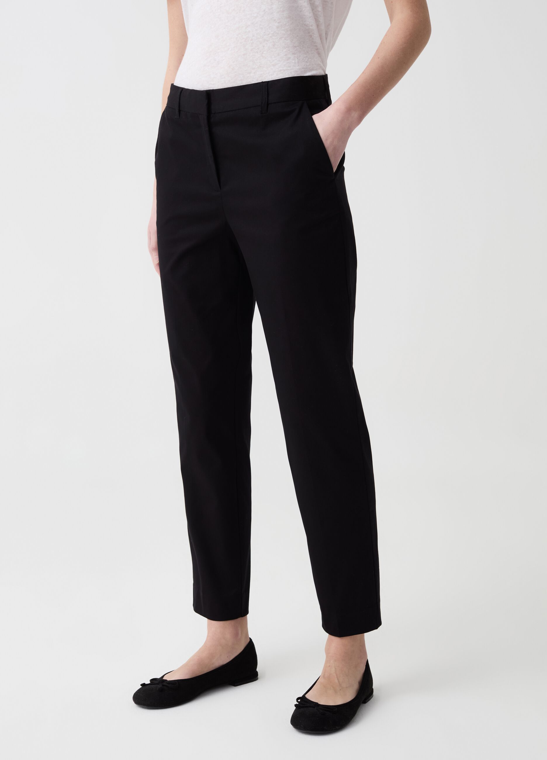 Pantalone a sigaretta in cotone stretch
