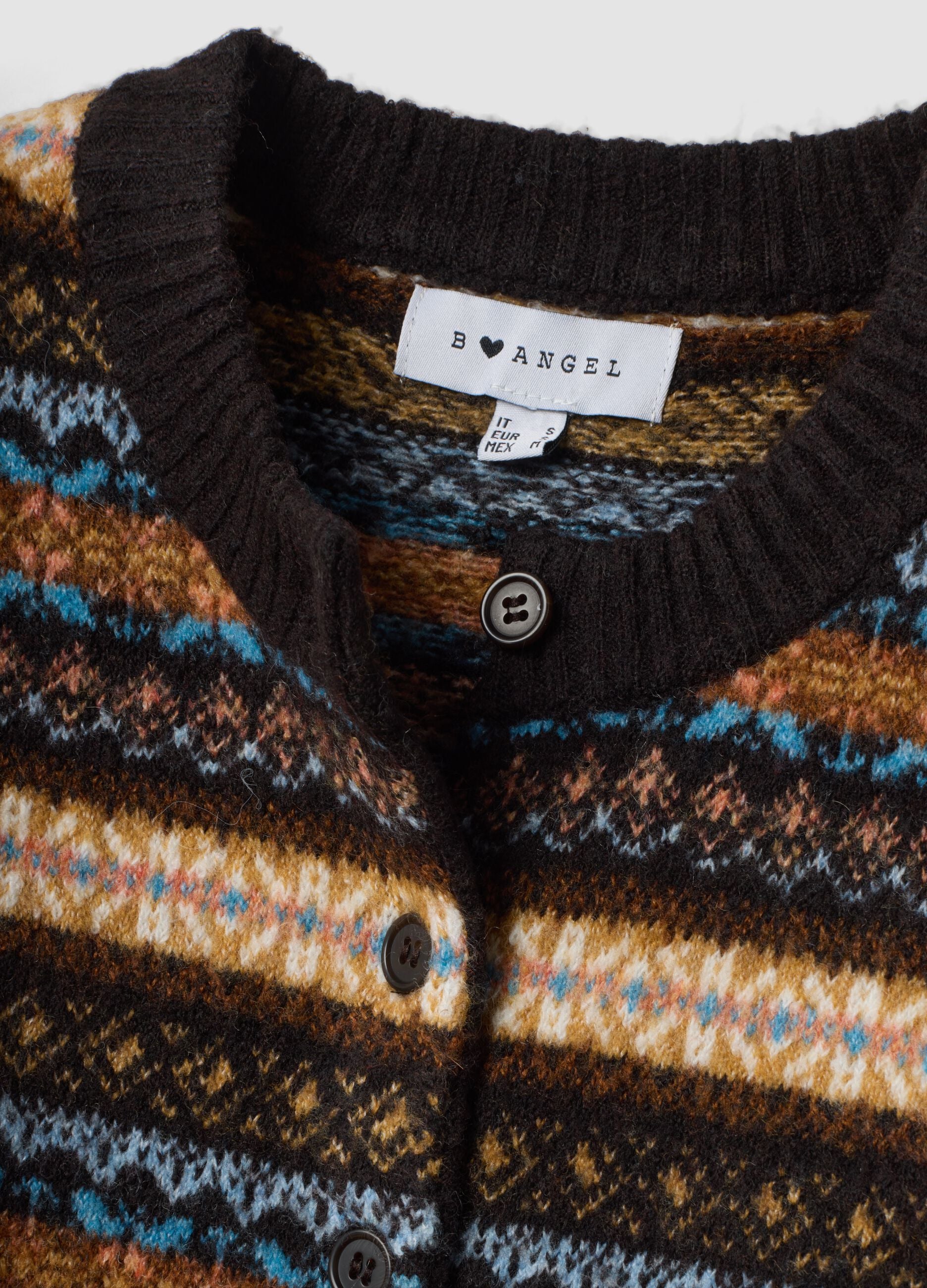 Multicolour regular-fit stretch wool cardigan