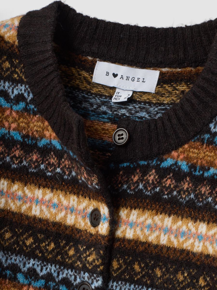 Cardigan multicolor in lana elasticizzata regular fit_1
