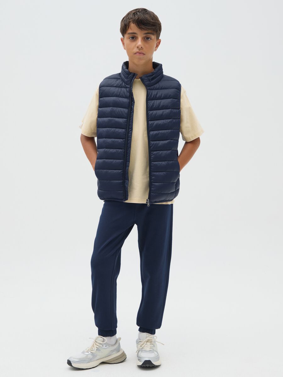 Pantaloni da ragazzo in puro cotone blu regular fit_1