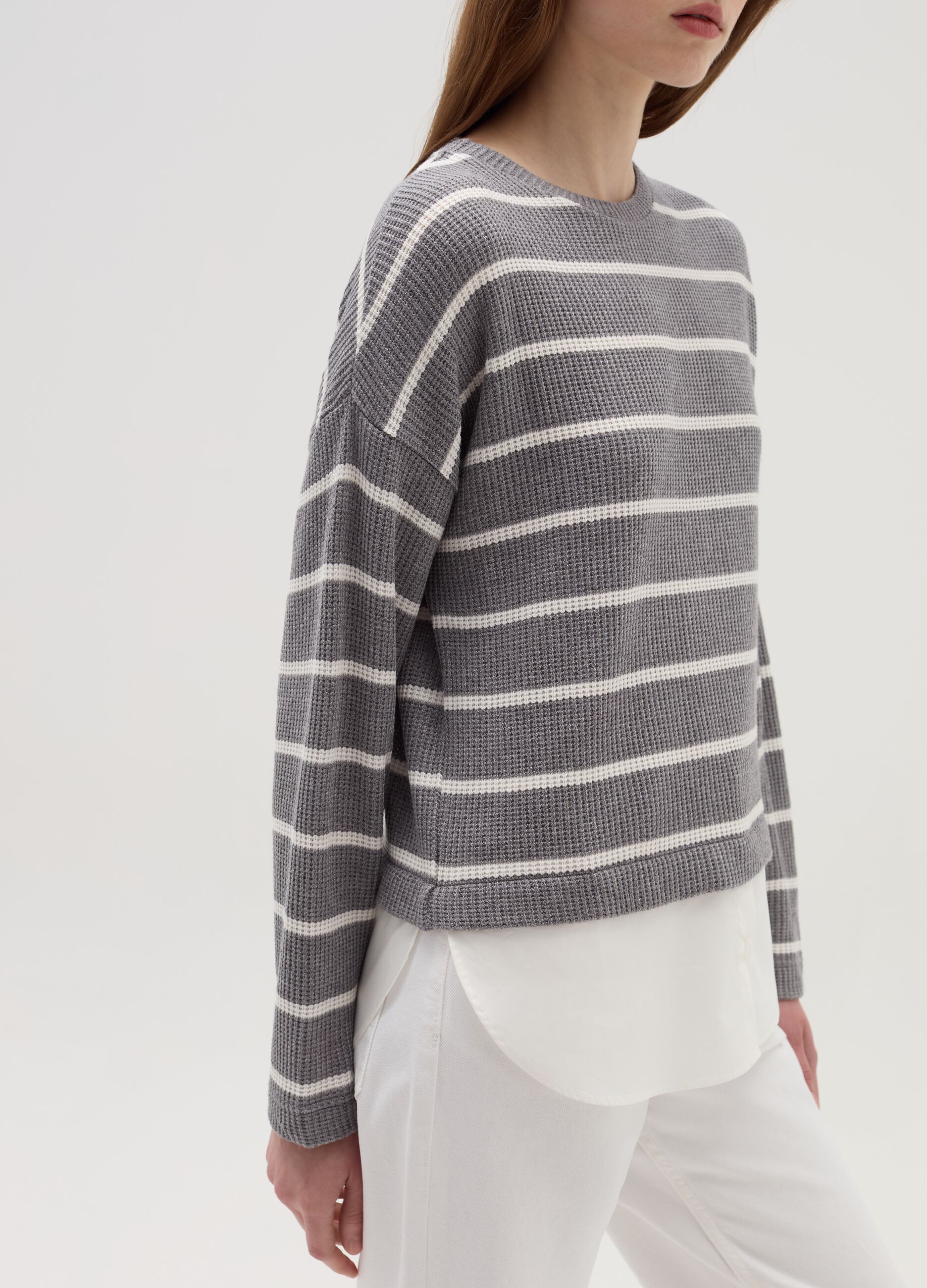 OVS T-shirt maniche lunghe con micro trama waffle