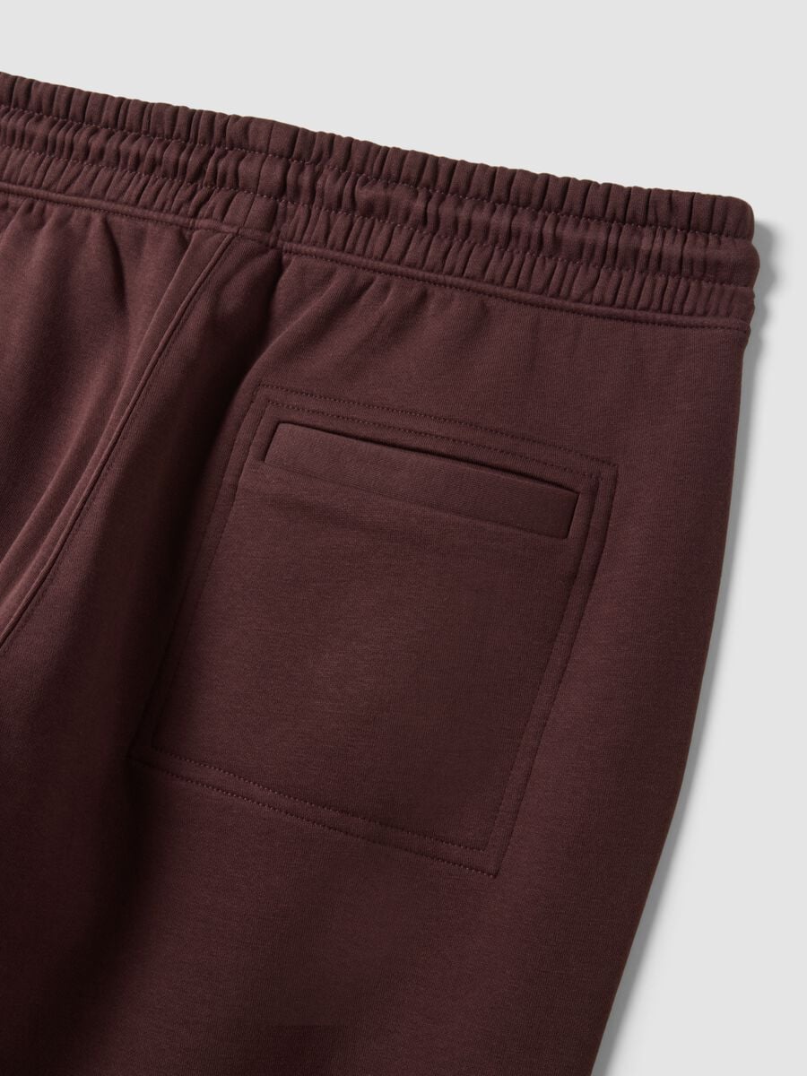 Jogger marroni in misto cotone con fondo a polsino e coulisse_6