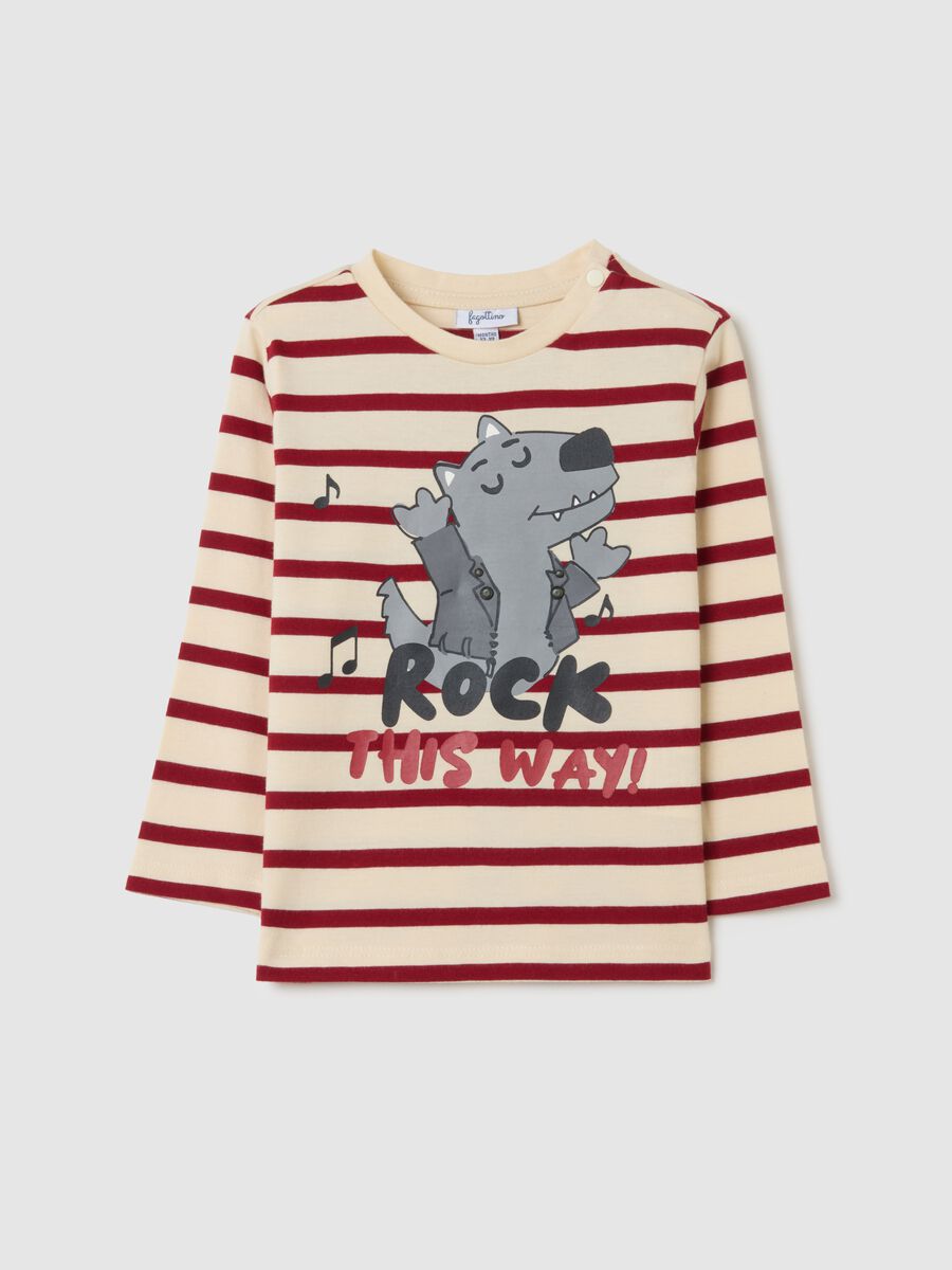Children's pure cotton striped T-shirt with regular fit_0