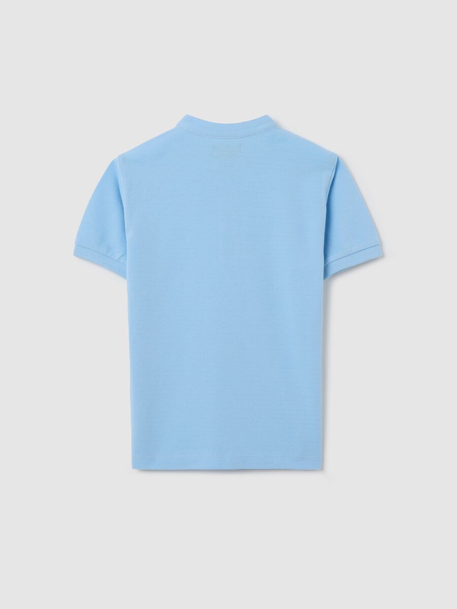 Light blue polo shirt in cotton with Mandarin collar_1