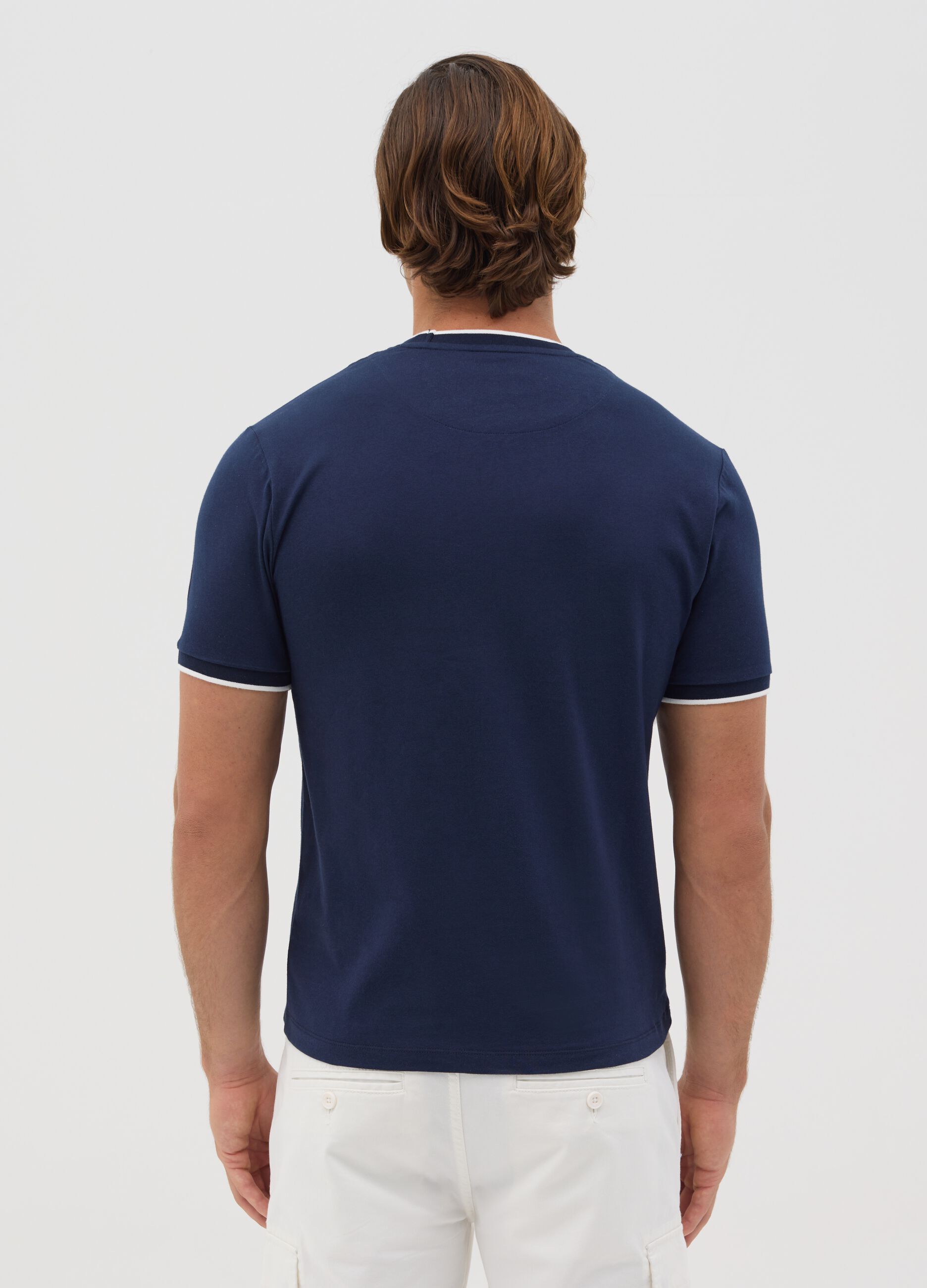 T-shirt blu fitted in cotone