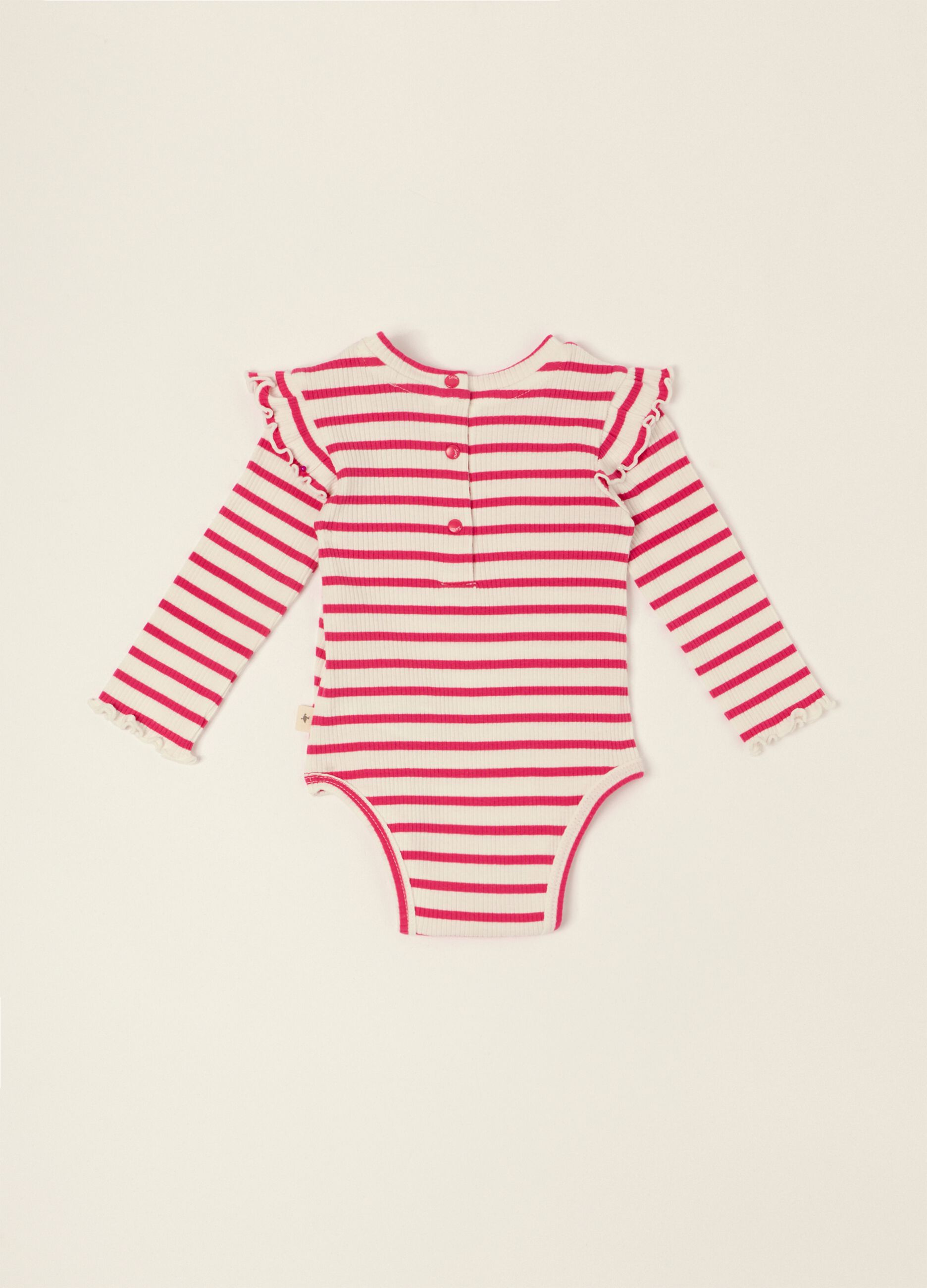 Baby girl white and red striped stretch cotton bodysuit
