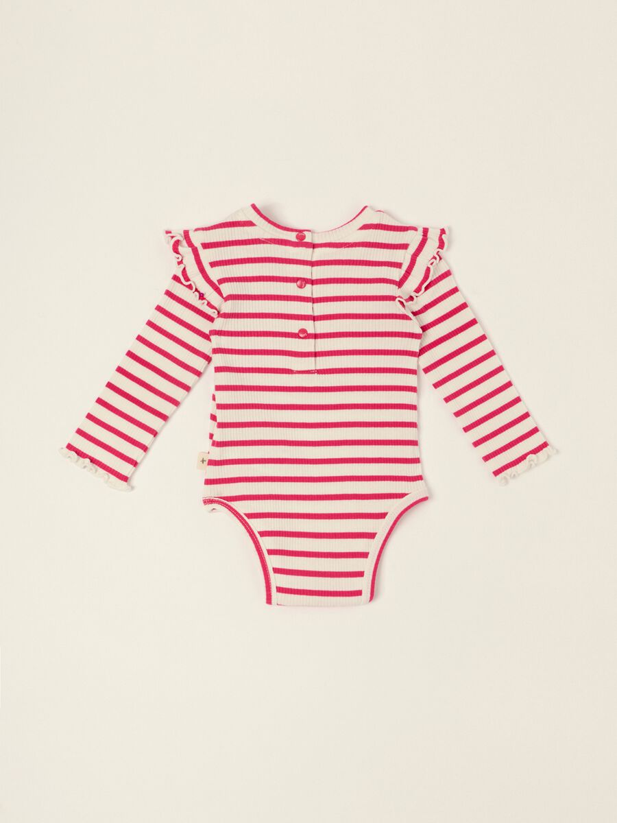 Baby girl white and red striped stretch cotton bodysuit_2