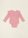 Baby girl white and red striped stretch cotton bodysuit_2