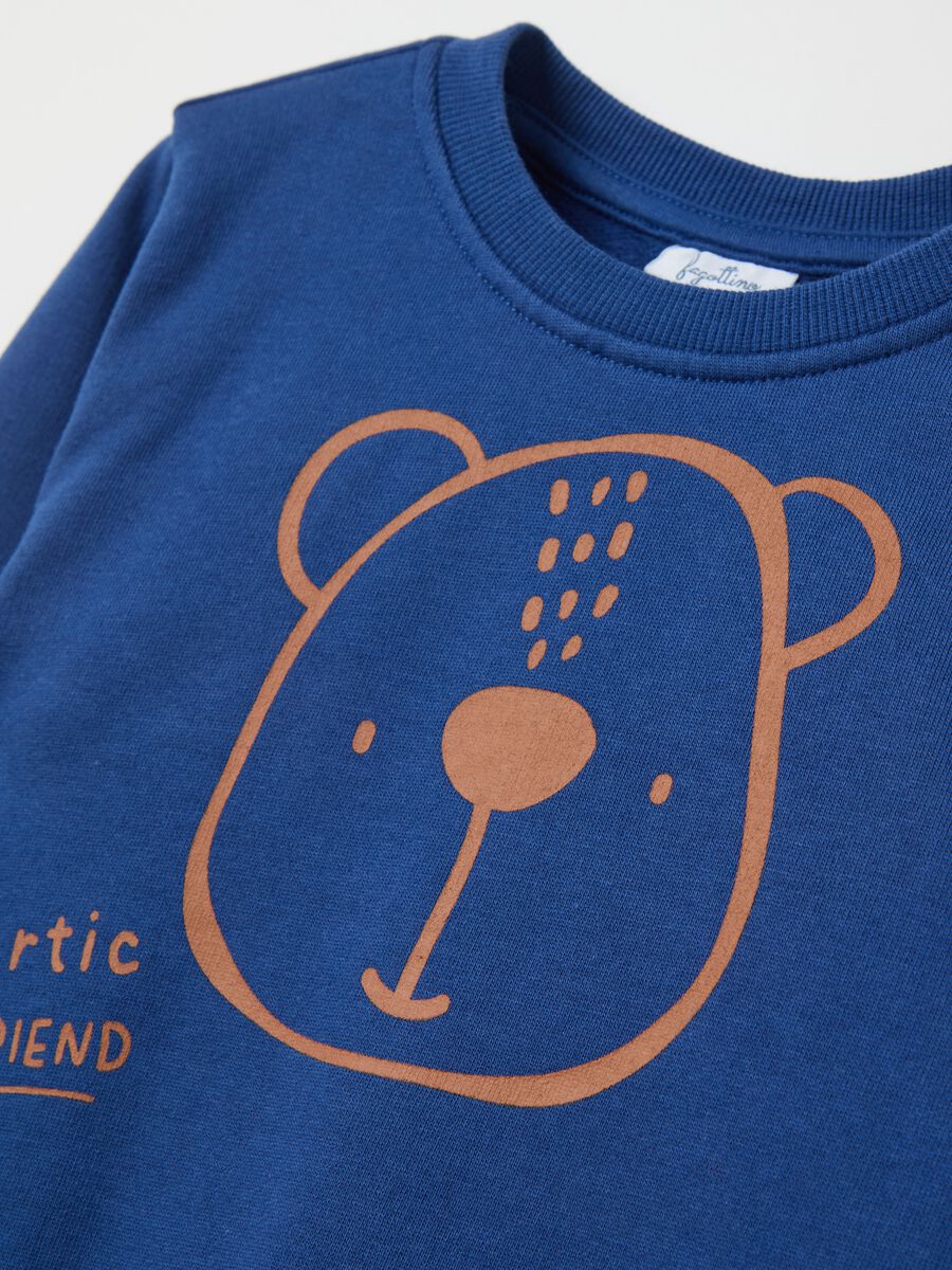 Cotton sweatshirt with teddy bear print_2