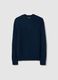 Long sleeve blue pure cotton pullover regular fit_0