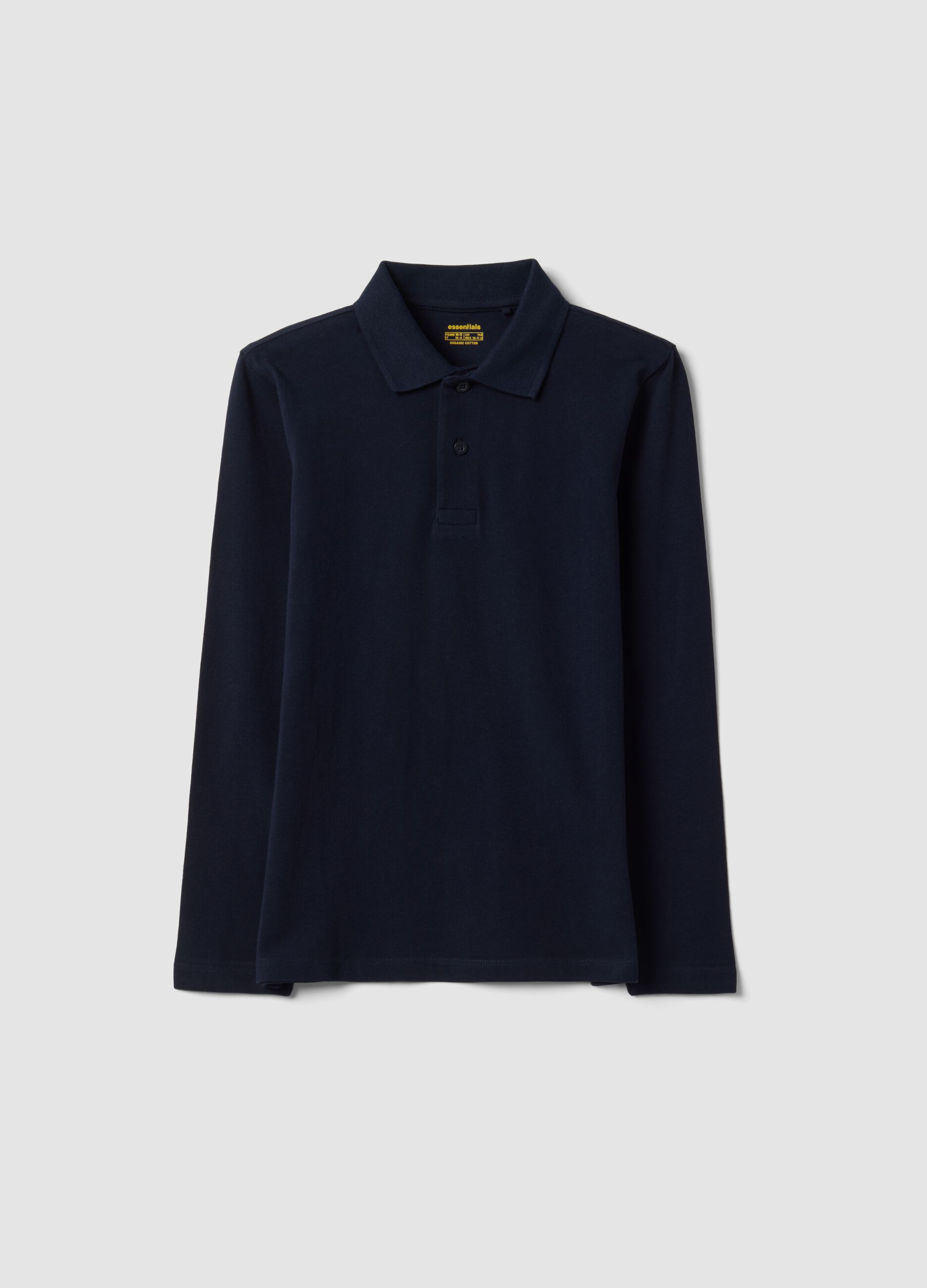 Blue piqu&eacute; polo shirt in pure organic cotton, regular fit, for boys