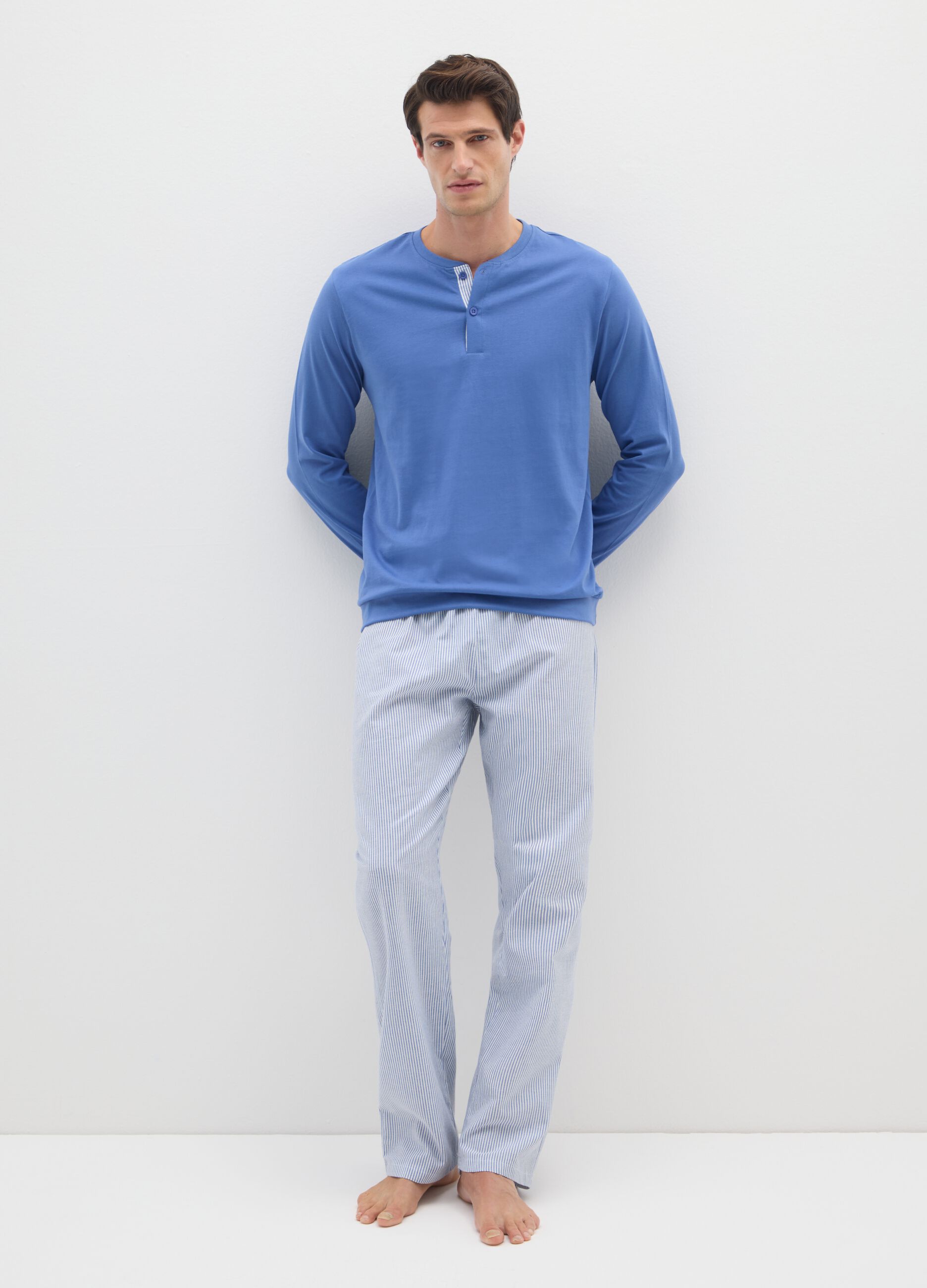 Pigiama blu in puro cotone regular fit