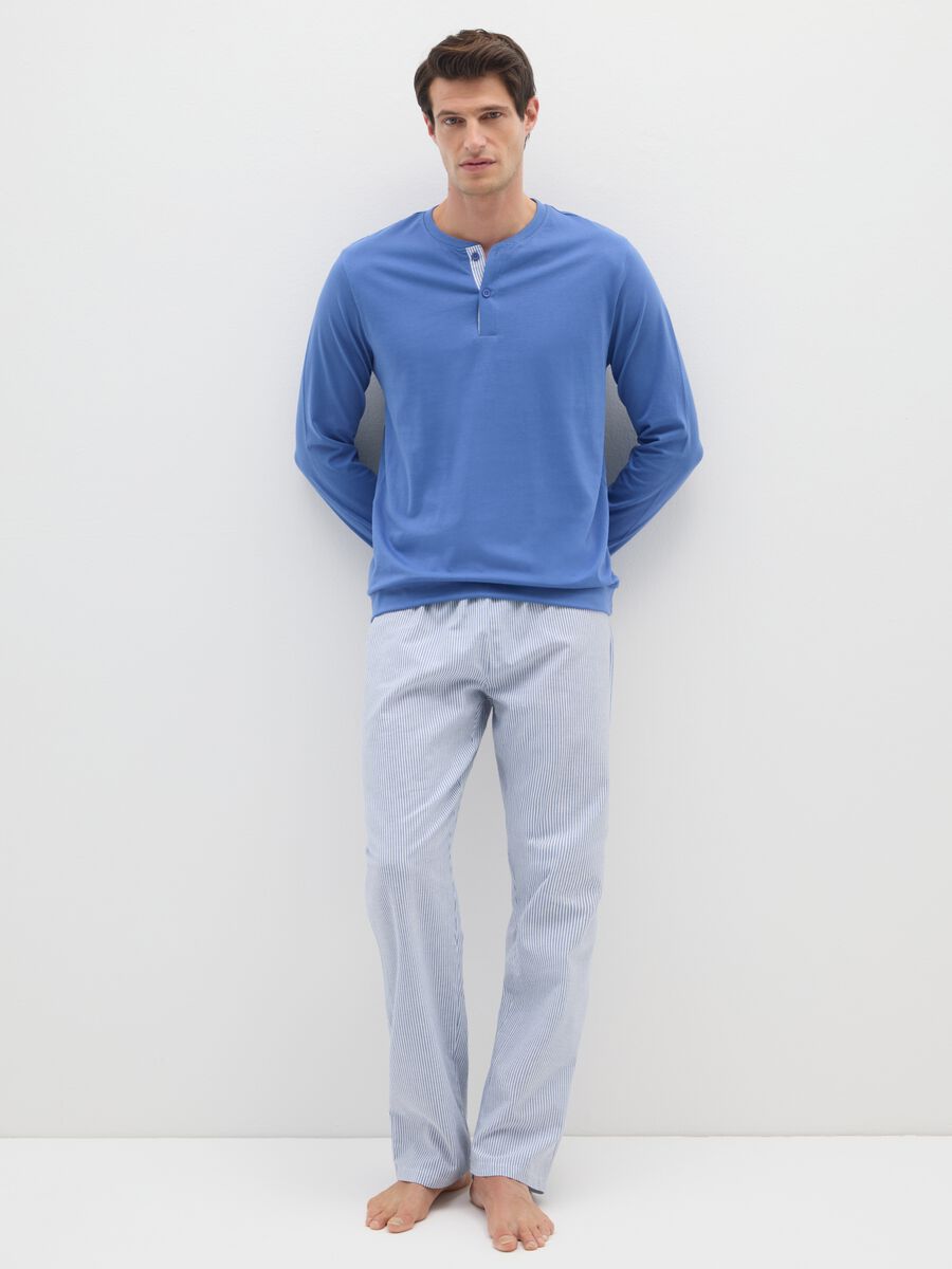Blue and Grey Pyjamas in Pure Cotton_0