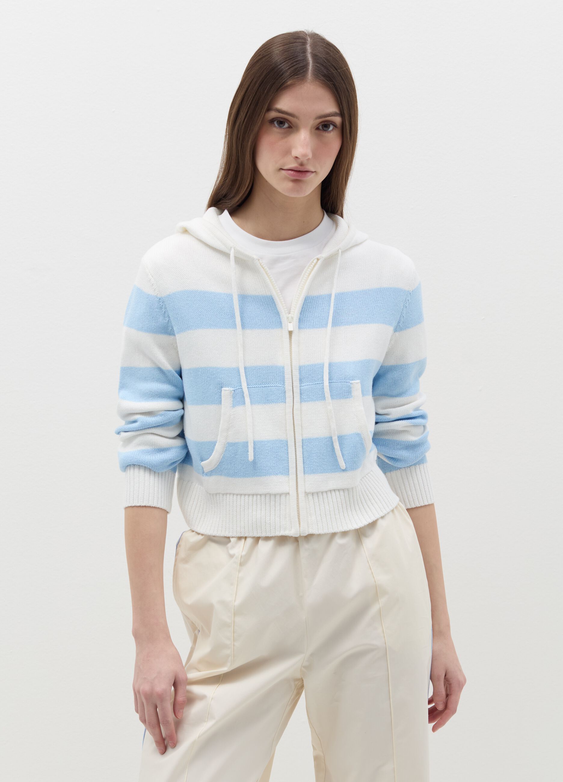 Full-zip cardigan with hood