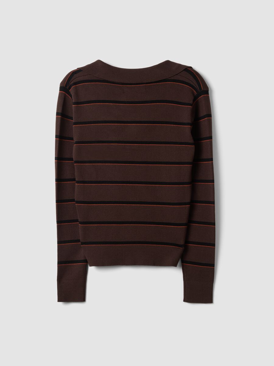 Brown viscose-blend polo-collar jumper, regular fit_2