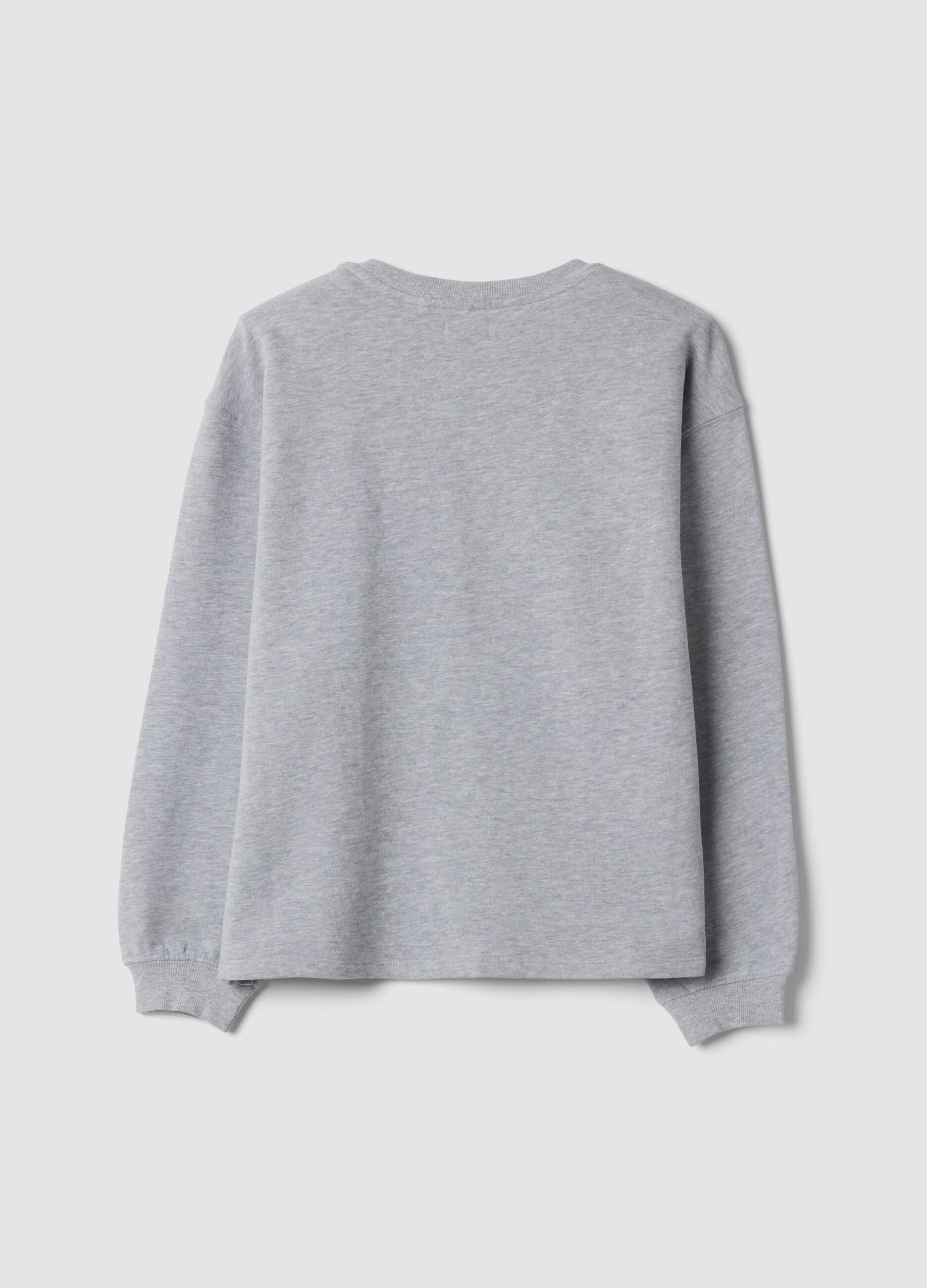 Grey marl sweatshirt with ribbed collar in organic cotton and viscose blend