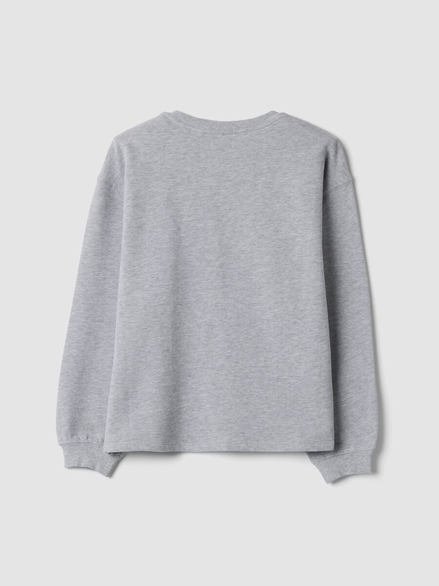 Grey marl sweatshirt with ribbed collar in organic cotton and viscose blend_1