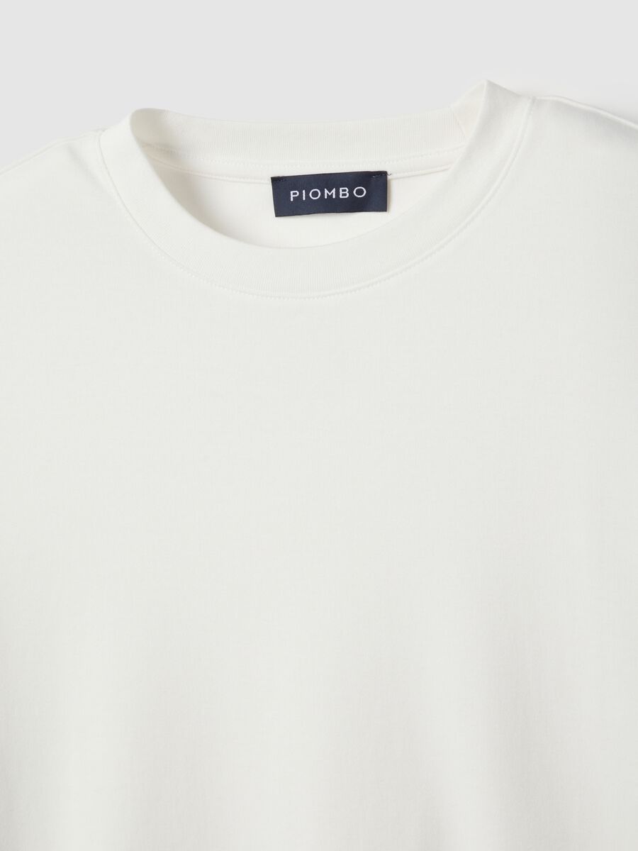 White cotton crew neck T-shirt, regular fit_5