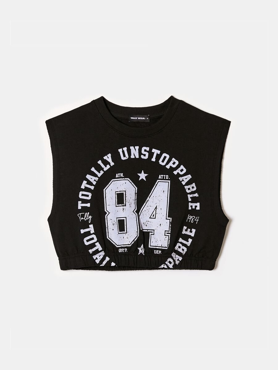 Tank top cropped con stampa_0
