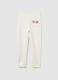 White regular fit children's cotton blend trousers with print_1