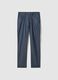 Slim fit blue stretch cotton blend chino trousers_0