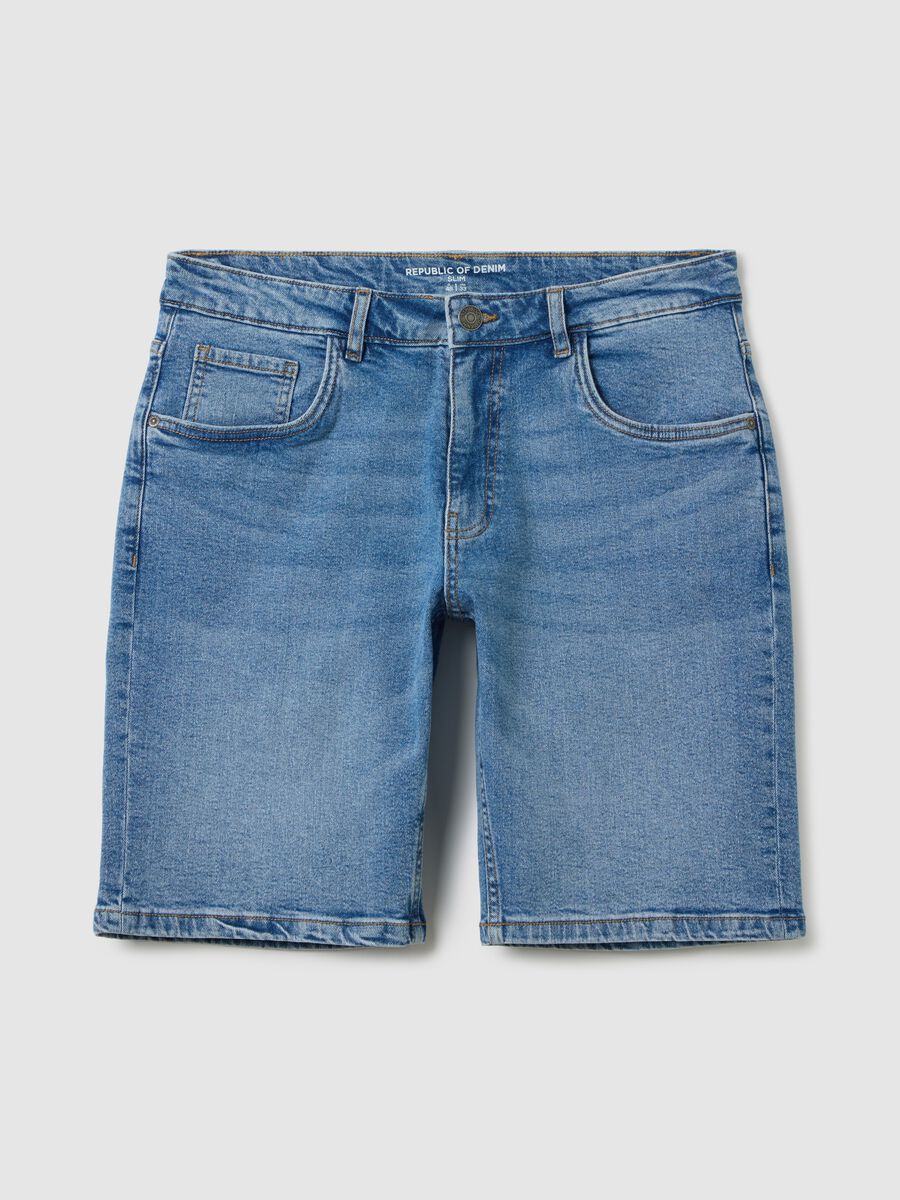 Men's Slim-Fit Blue Denim Shorts_0