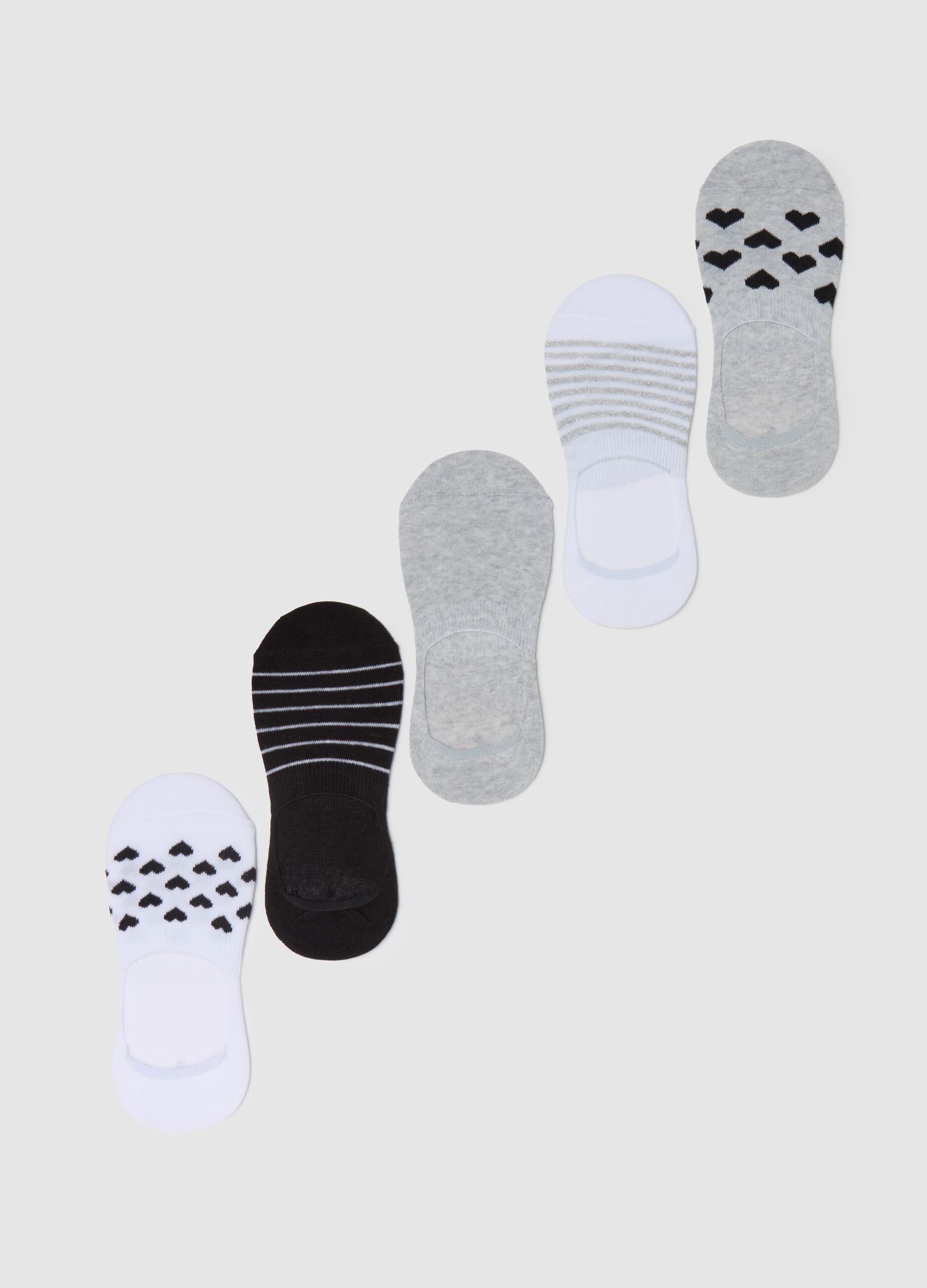 Five-pair pack shoe liners with design