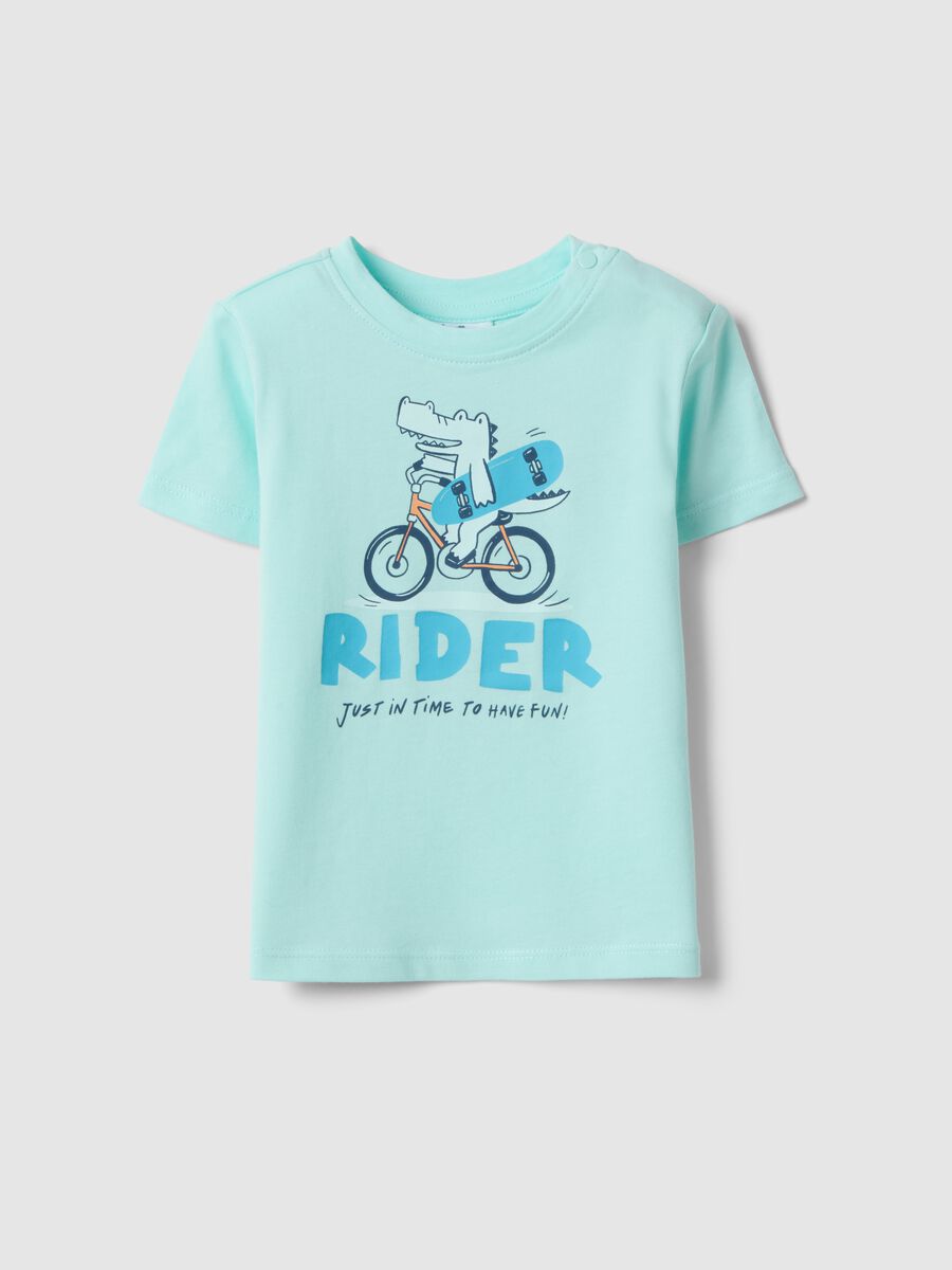 T-shirt in puro cotone bianca da bimbo regular fit con stampa rider_0