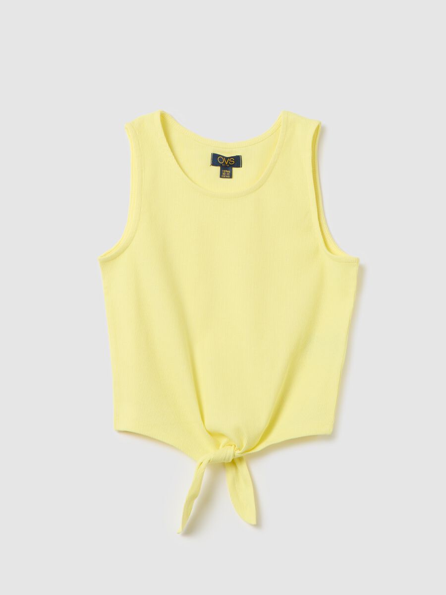Yellow stretch cotton vest for girls OVS Kids_0