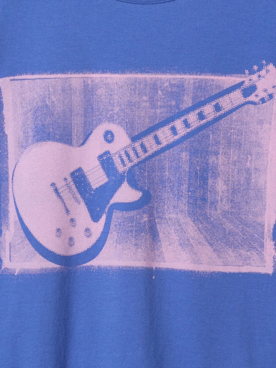 Blue short sleeve t-shirt with guitar print_3