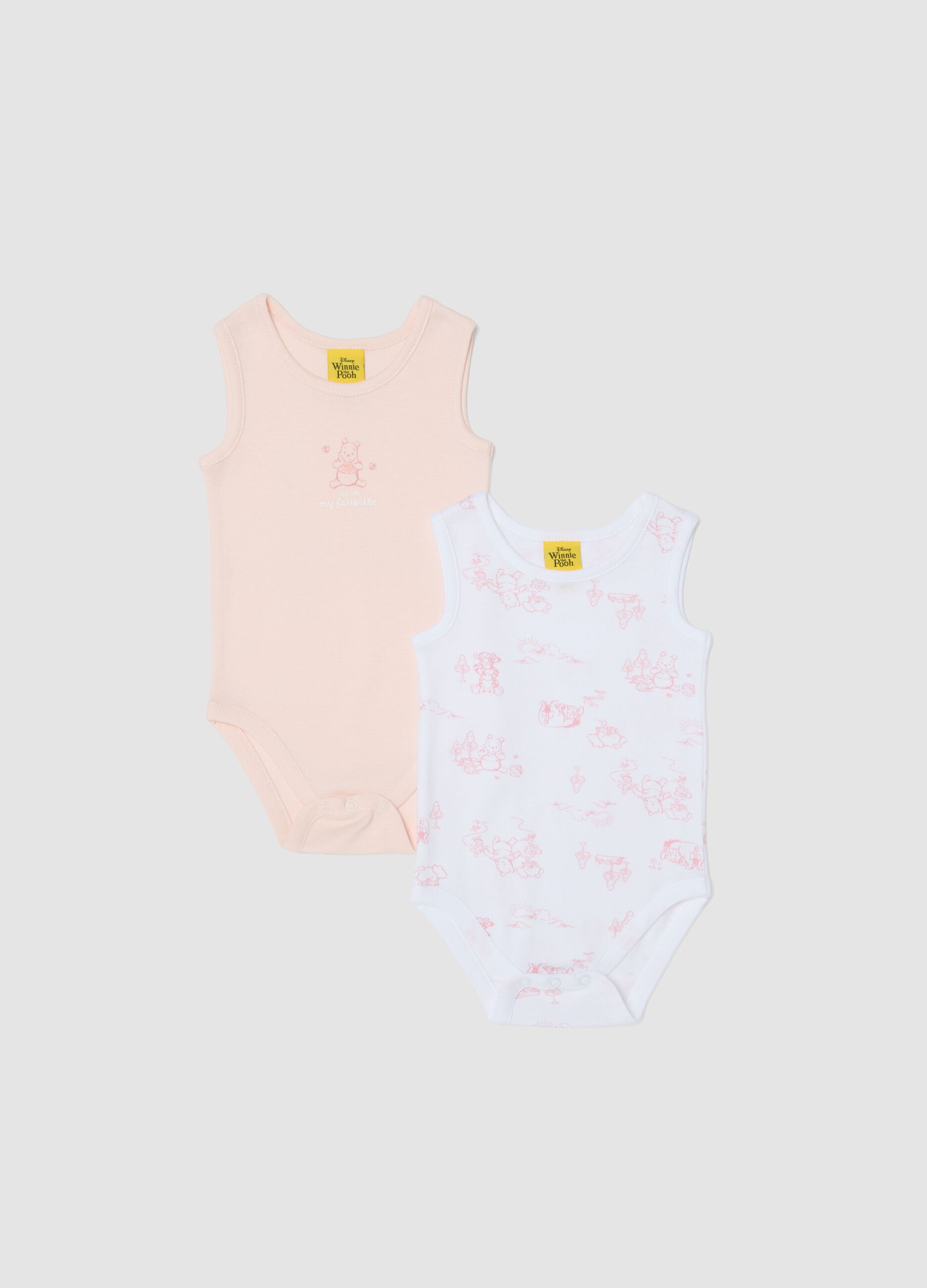 Bipack of multicolour pure cotton bodysuits for baby girls with Winnie-The-Pooh
