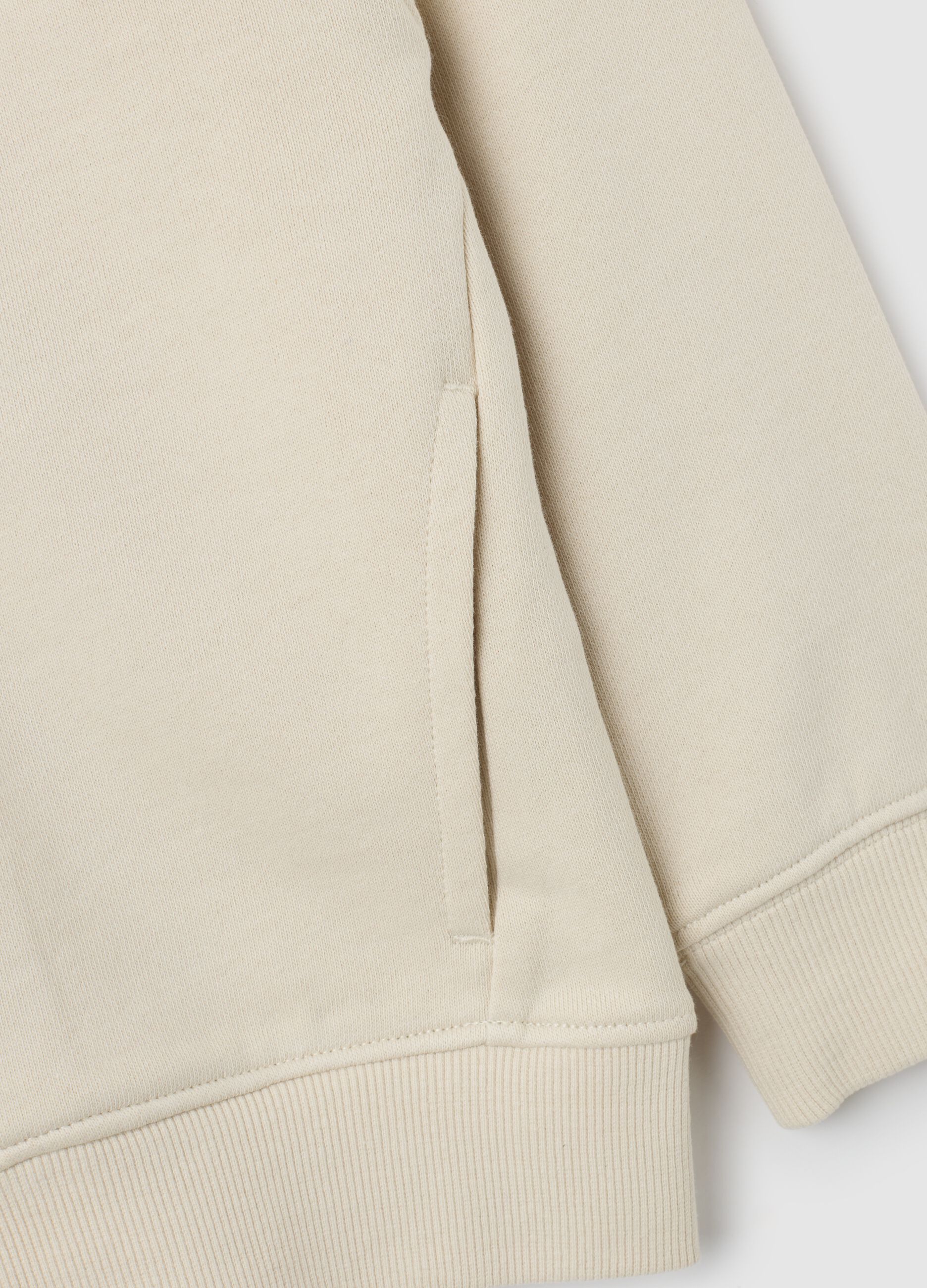 Felpa da bambino in puro cotone beige regular fit