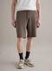 Brown regular fit stretch cotton blend shorts_1